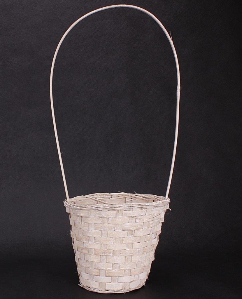 Košík s uchem v.55cm natur/bílá 