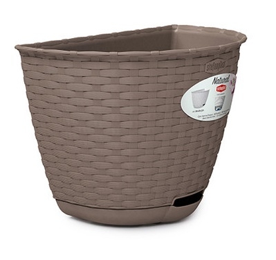Květinový obal RATTANO nástěnný (půlkulatý) - sv. hnědá