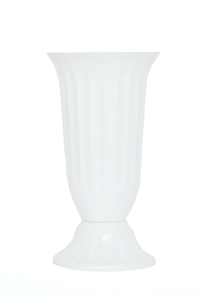 Váza na hřbitov - vroubkovaná bílá