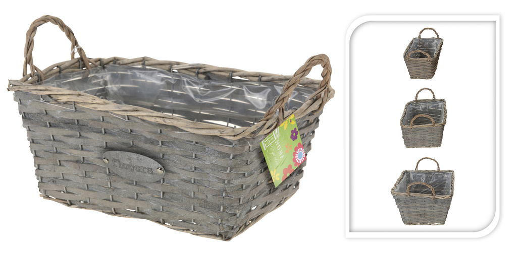 Proutěný truhlík na květiny se jmenovkou sada 3ks