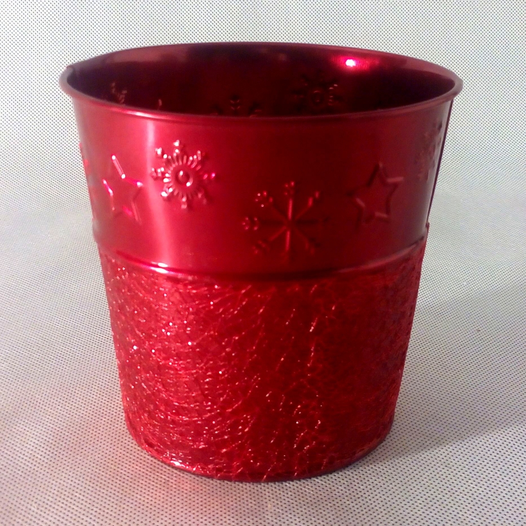 Vánoční obal na květiny plech-červený