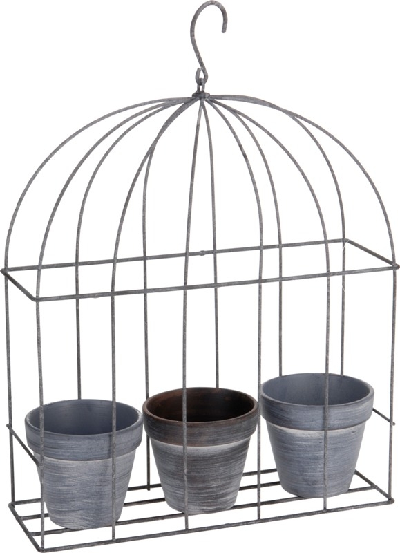 Květináče v kovové kleci